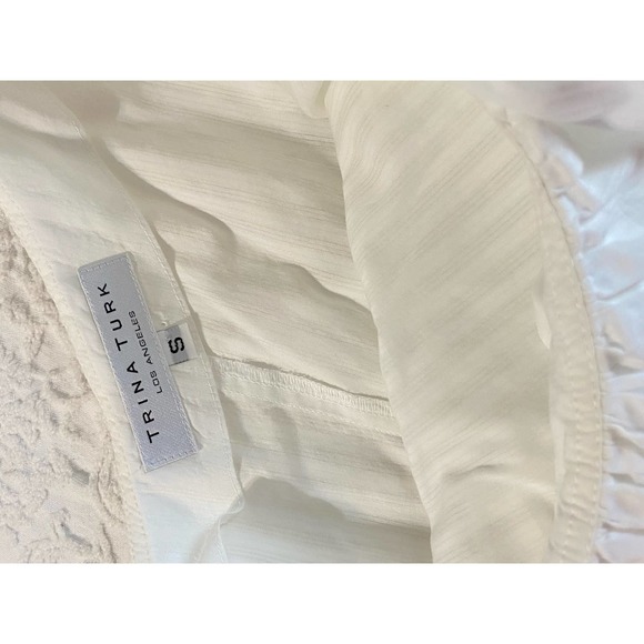 Trina Turk one shoulder white ruffle top blouse size small - Picture 8 of 9